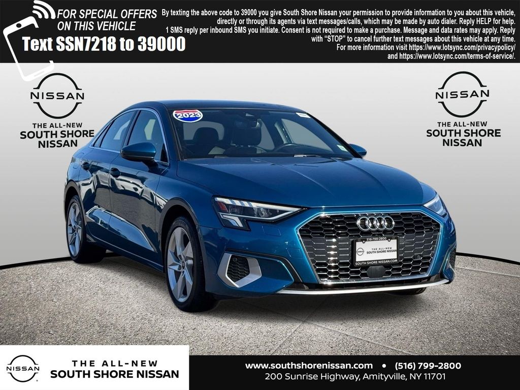 Atoll Blue Metallic 2023 Audi A3 40 TFSI Premium FWD Sedan Front-Wheel Drive 7-Speed Automatic