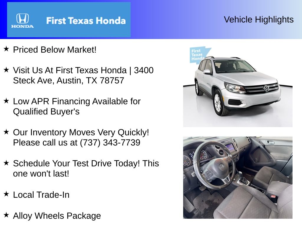 Used Car 2018 Volkswagen Tiguan Limited  2.0t For Sale Under $15,000 In Austin, Texas