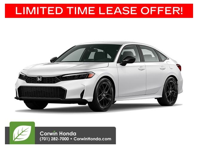 Platinum White Pearl 2026 Honda Civic Sport FWD Sedan Front-Wheel Drive Continuously Variable Transmission