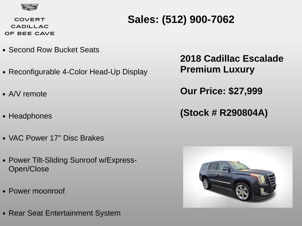 Used Car 2018 Cadillac Escalade  Premium Luxury For Sale Under $30,000 In Austin, Texas