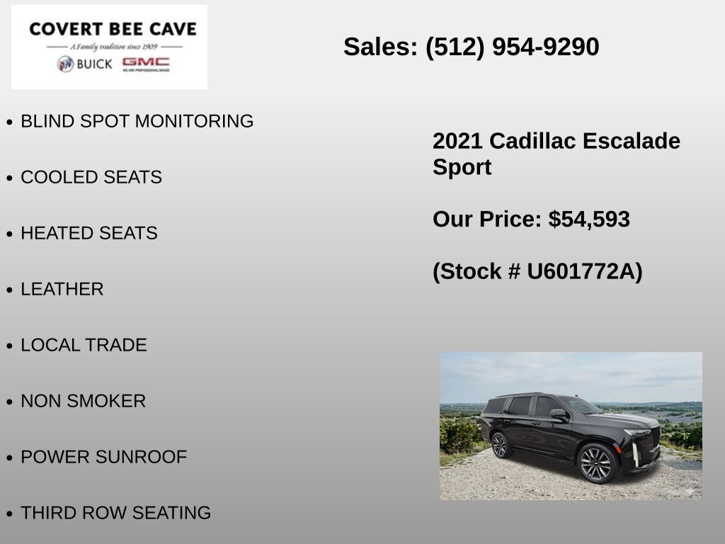 Used Car 2021 Cadillac Escalade  Sport For Sale Under $60,000 In Austin, Texas