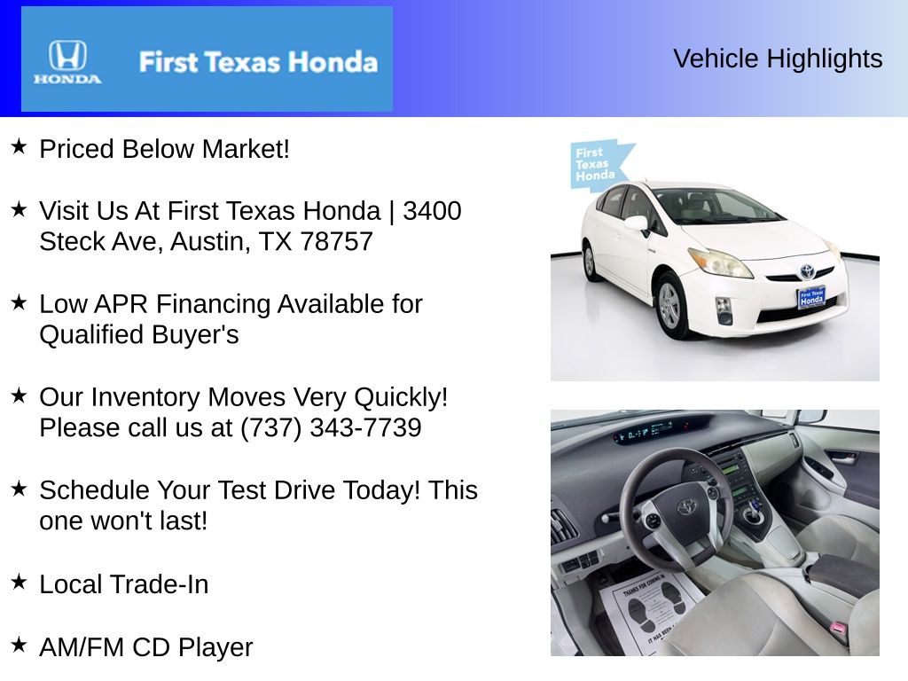 Used Car 2010 Toyota Prius  I For Sale Under $12,000 In Austin, Texas