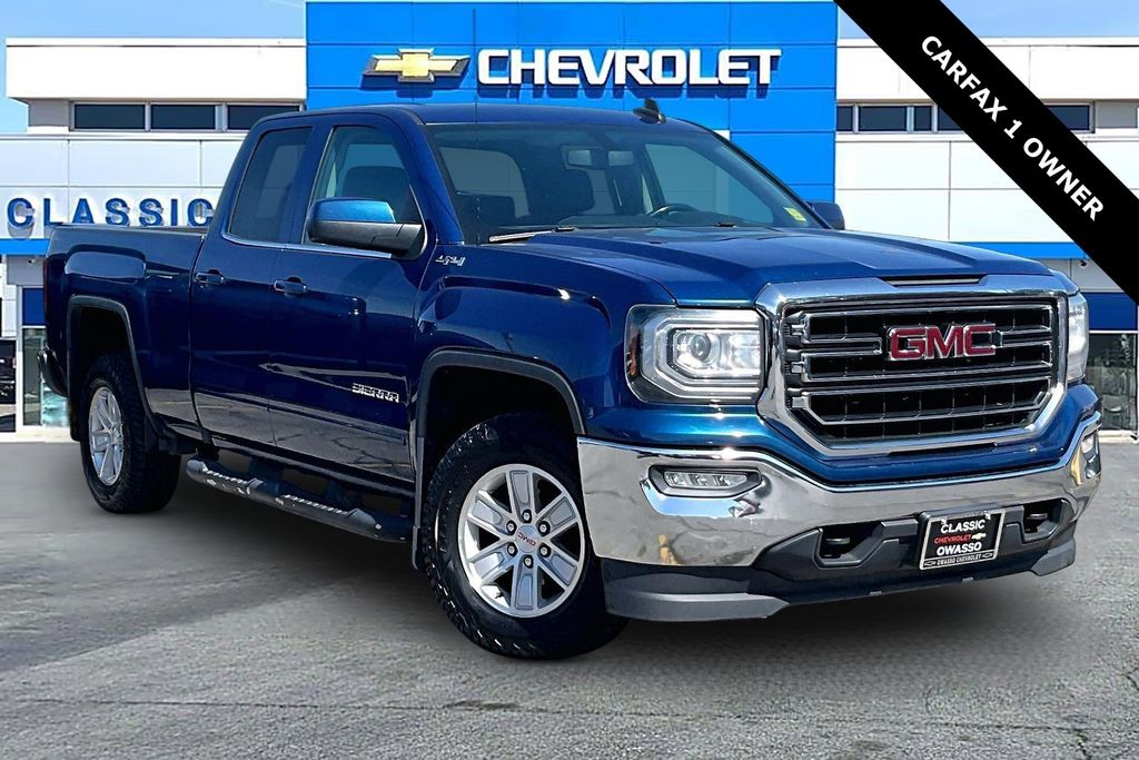 Stone Blue Metallic 2018 GMC Sierra 1500 SLE Double Cab 4WD Pickup Truck Four-Wheel Drive 6-Speed Automatic Overdrive