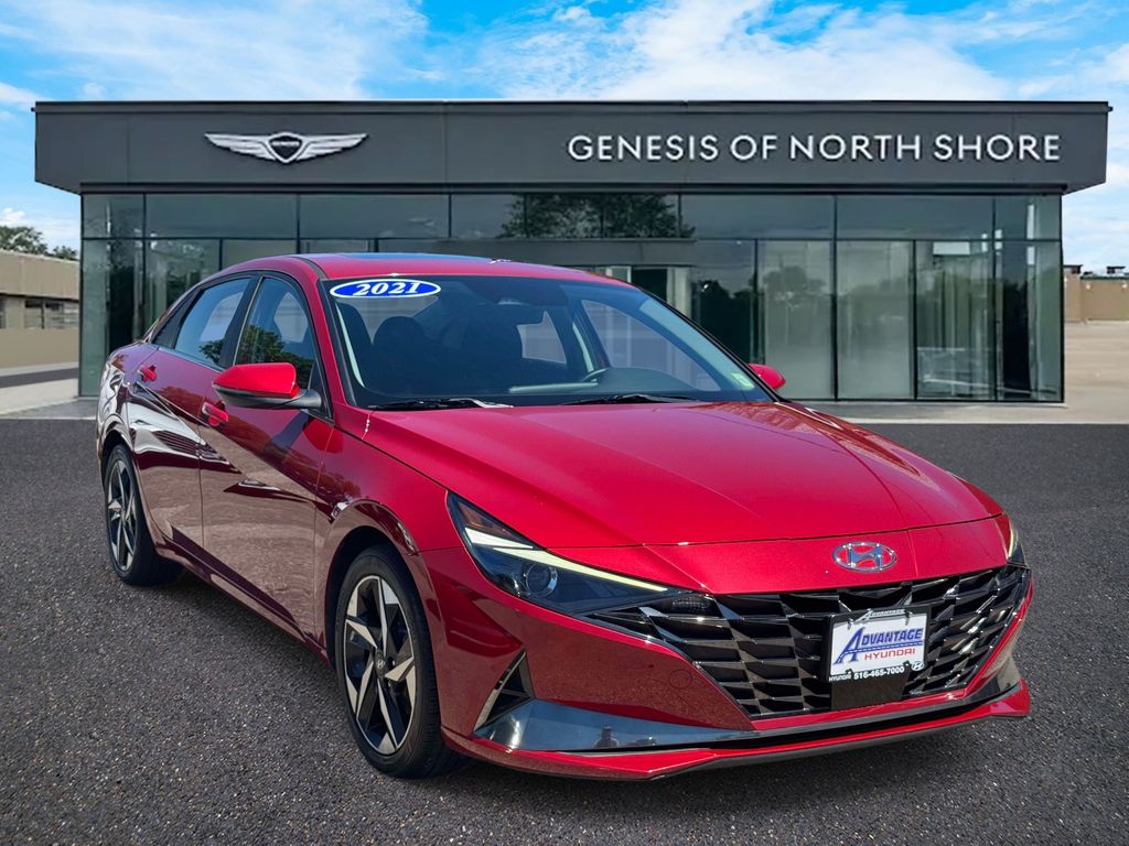Scarlet Red 2021 Hyundai Elantra Sedan Front-Wheel Drive Continuously Variable Transmission