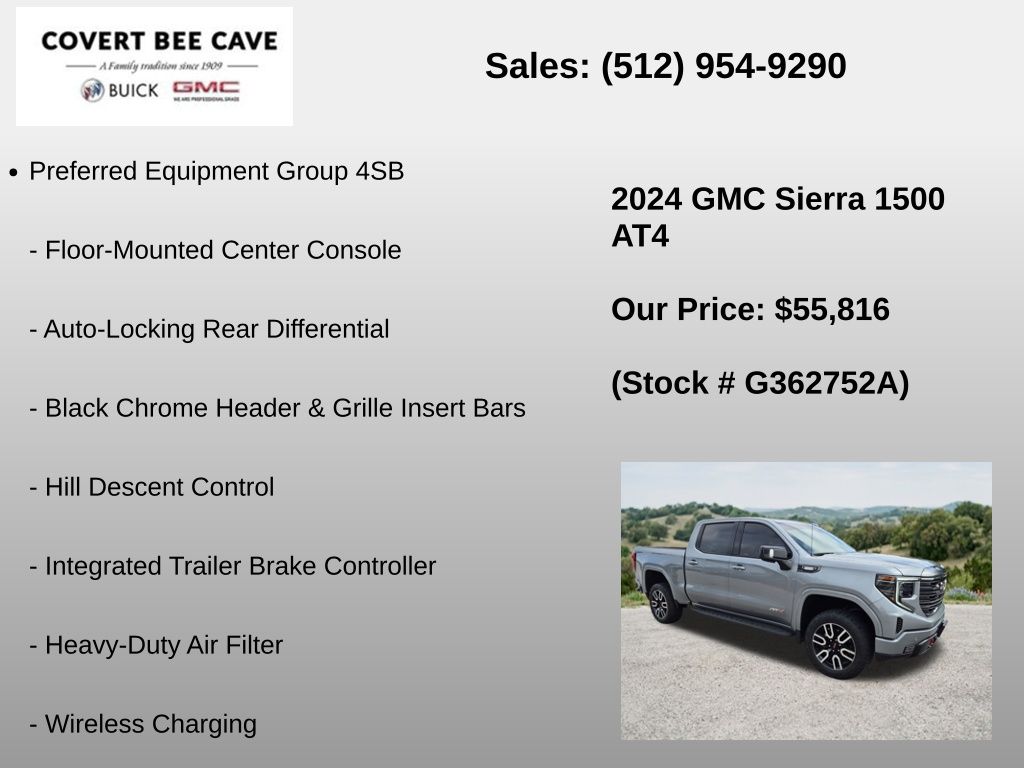 Used Car 2024 Gmc Sierra 1500  At4 For Sale Under $60,000 In Austin, Texas
