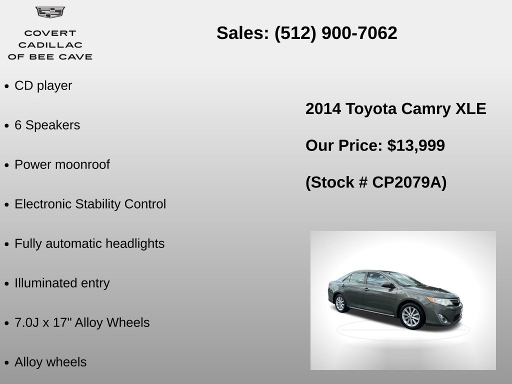 Used Car 2014 Toyota Camry  Xle For Sale Under $15,000 In Austin, Texas