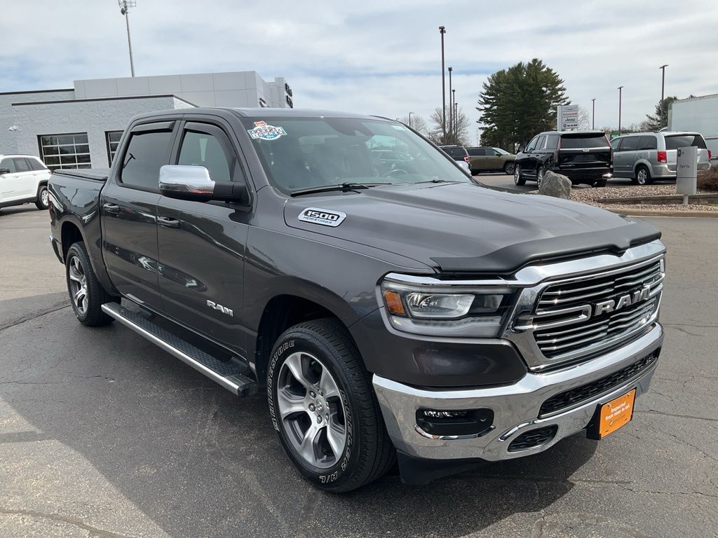 Gray (Granite Crystal Metallic Clearcoat) 2023 RAM 1500 Laramie Crew Cab 4WD Pickup Truck Four-Wheel Drive 8-Speed Automatic