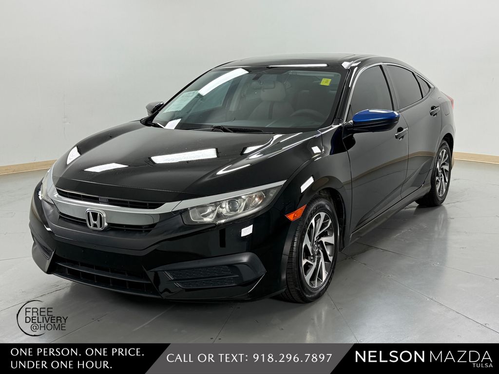 Black 2016 Honda Civic EX Sedan Front-Wheel Drive Continuously Variable Transmission