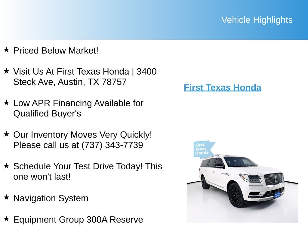 Used Car 2019 Lincoln Navigator L  Reserve For Sale Under $30,000 In Austin, Texas