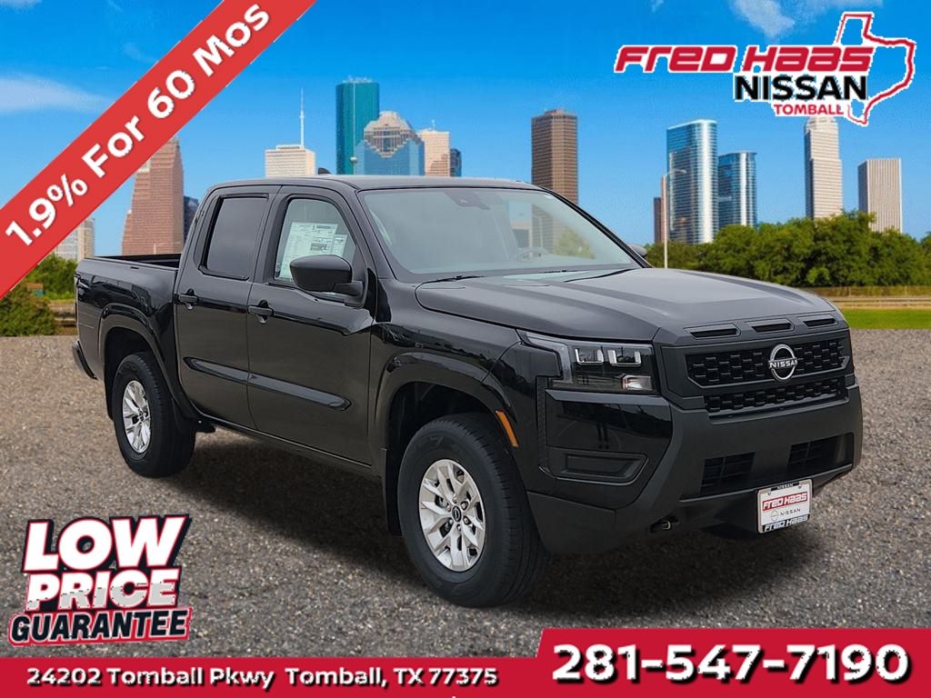 Super Black 2026 Nissan Frontier S Crew Cab 4WD Pickup Truck Four-Wheel Drive 9-Speed Automatic Overdrive