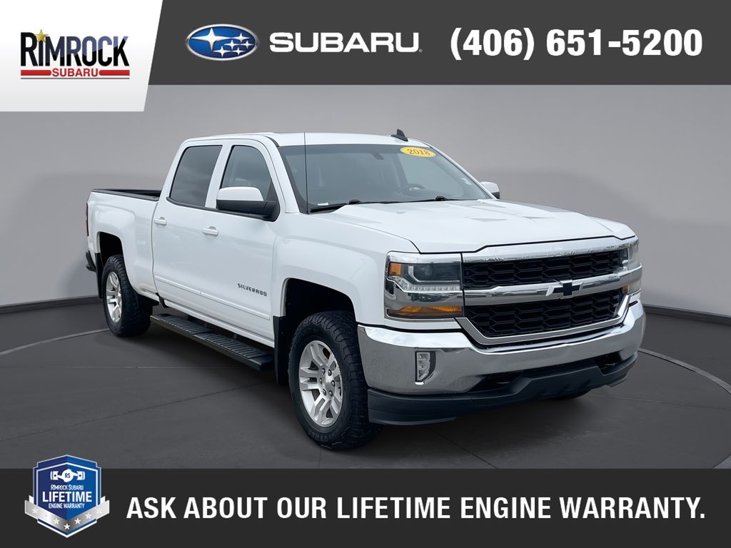 White 2018 Chevrolet Silverado 1500 LT Crew Cab 4WD Pickup Truck Four-Wheel Drive 6-Speed Automatic Overdrive
