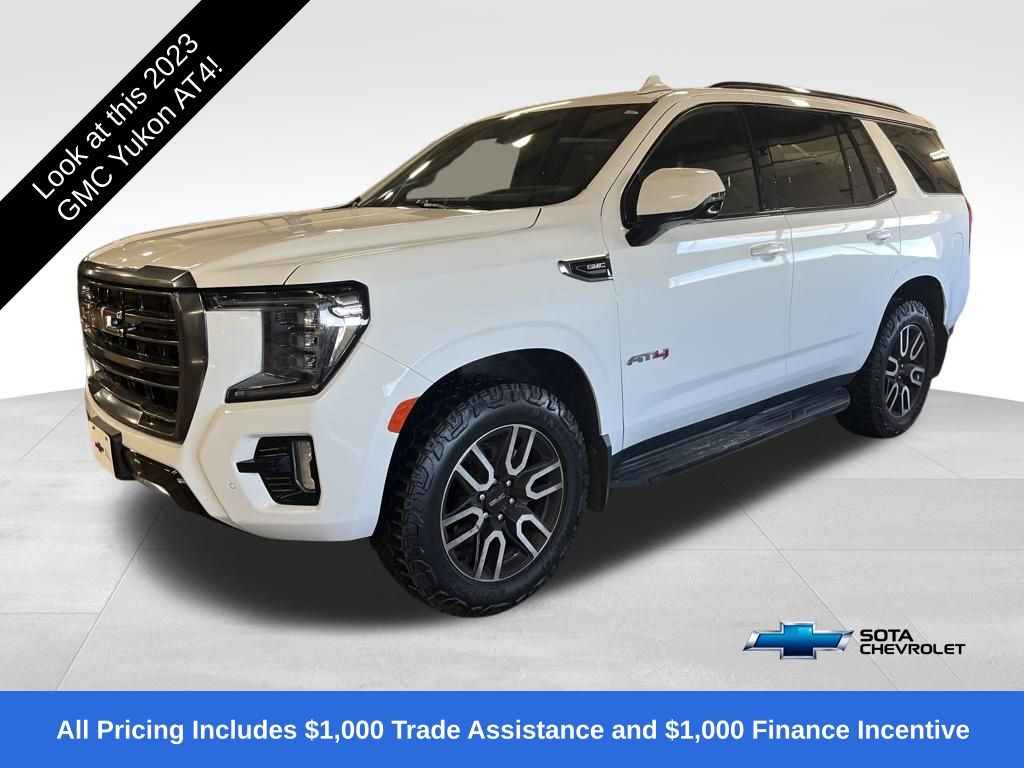 Summit White 2023 GMC Yukon AT4 4WD SUV / Crossover Four-Wheel Drive