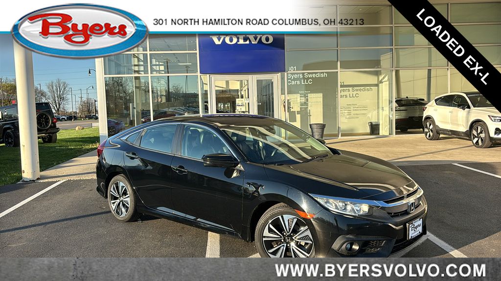 Black 2017 Honda Civic EX-L Sedan Front-Wheel Drive Continuously Variable Transmission