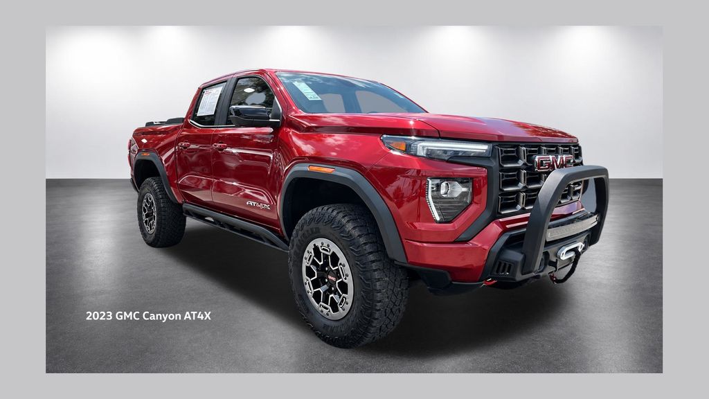 Volcanic Red Tintcoat 2023 GMC Canyon Pickup Truck Four-Wheel Drive 8-Speed Automatic