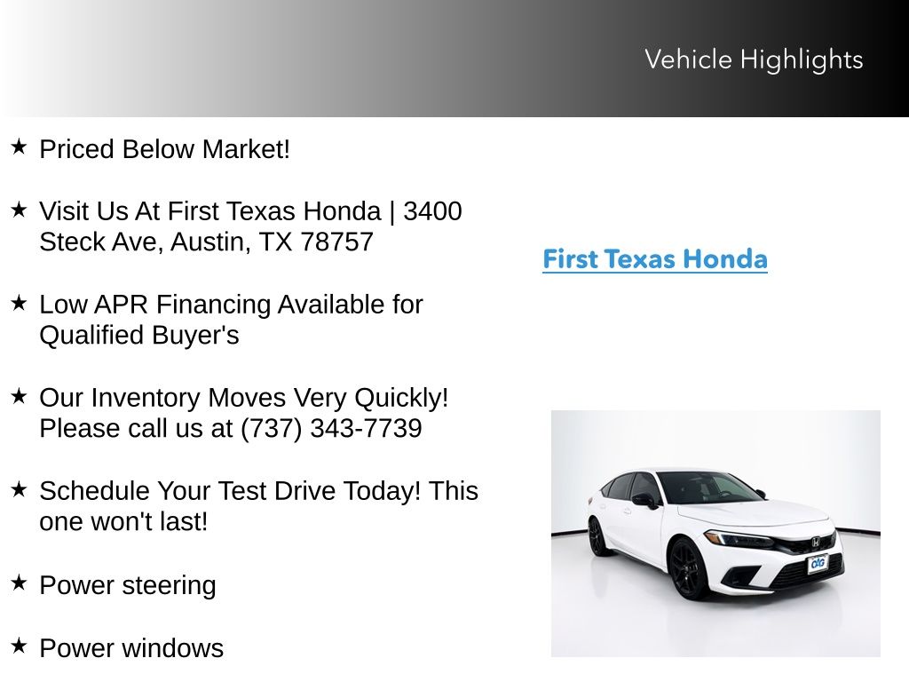 Used Car 2023 Honda Civic  Sport For Sale Under $25,000 In Austin, Texas