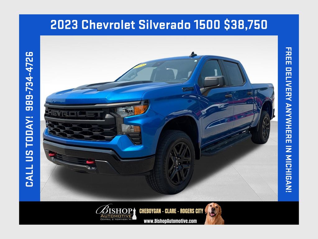 Glacier Blue Metallic 2023 Chevrolet Silverado 1500 Pickup Truck Four-Wheel Drive Automatic