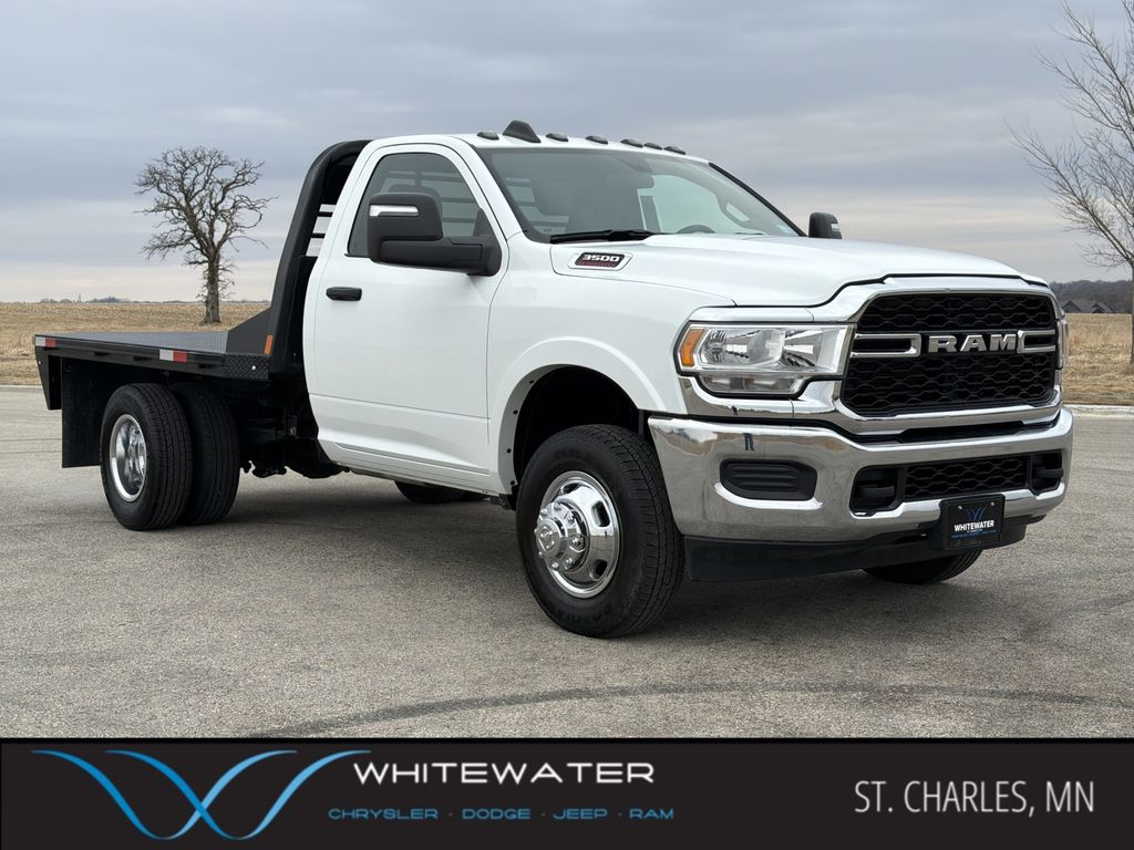 Bright White Clearcoat 2024 RAM 3500 Chassis Tradesman Regular Cab DRW 4WD Pickup Truck Four-Wheel Drive 8-Speed Automatic