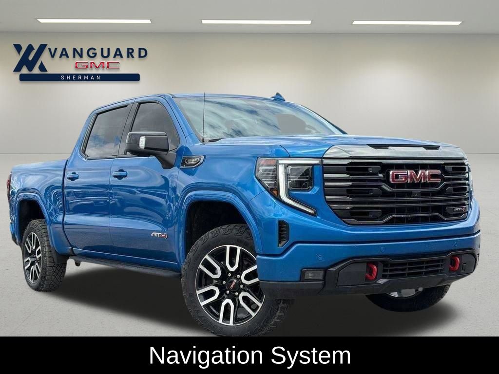 Dynamic Blue Metallic 2023 GMC Sierra 1500 AT4 Crew Cab 4WD Pickup Truck Four-Wheel Drive Automatic