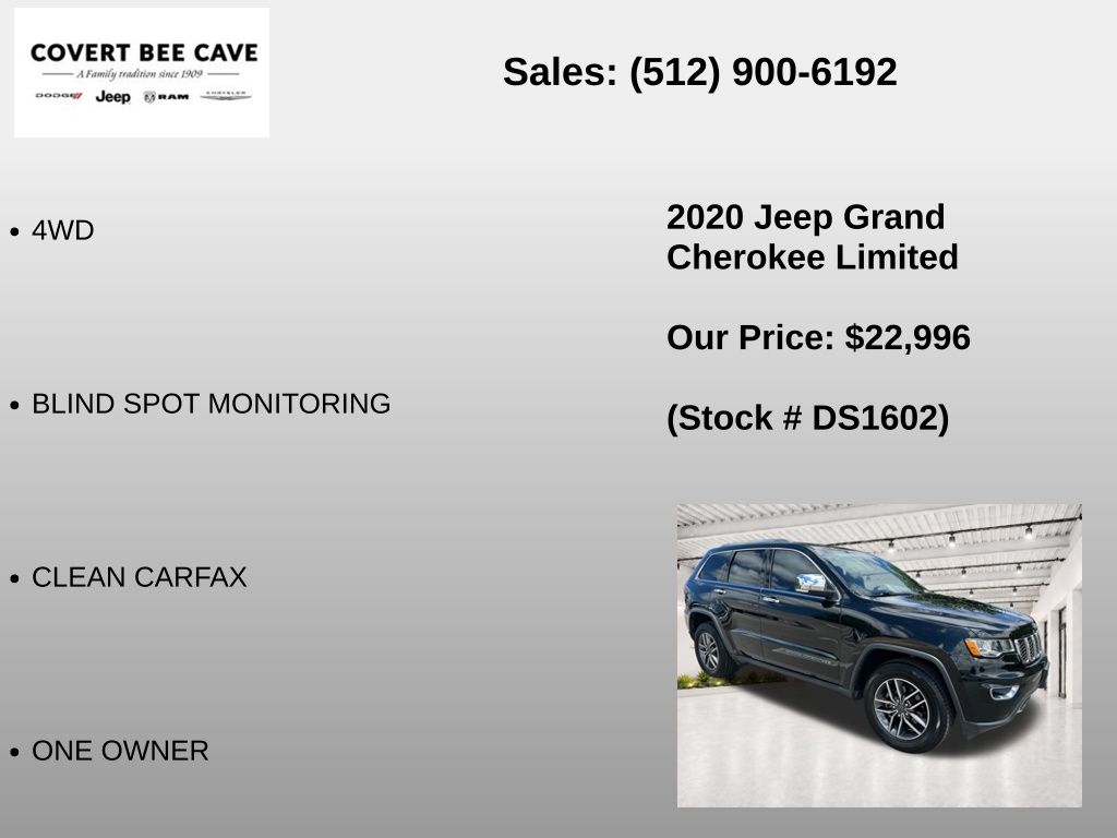 Used Car 2020 Jeep Grand Cherokee  Limited For Sale Under $25,000 In Austin, Texas