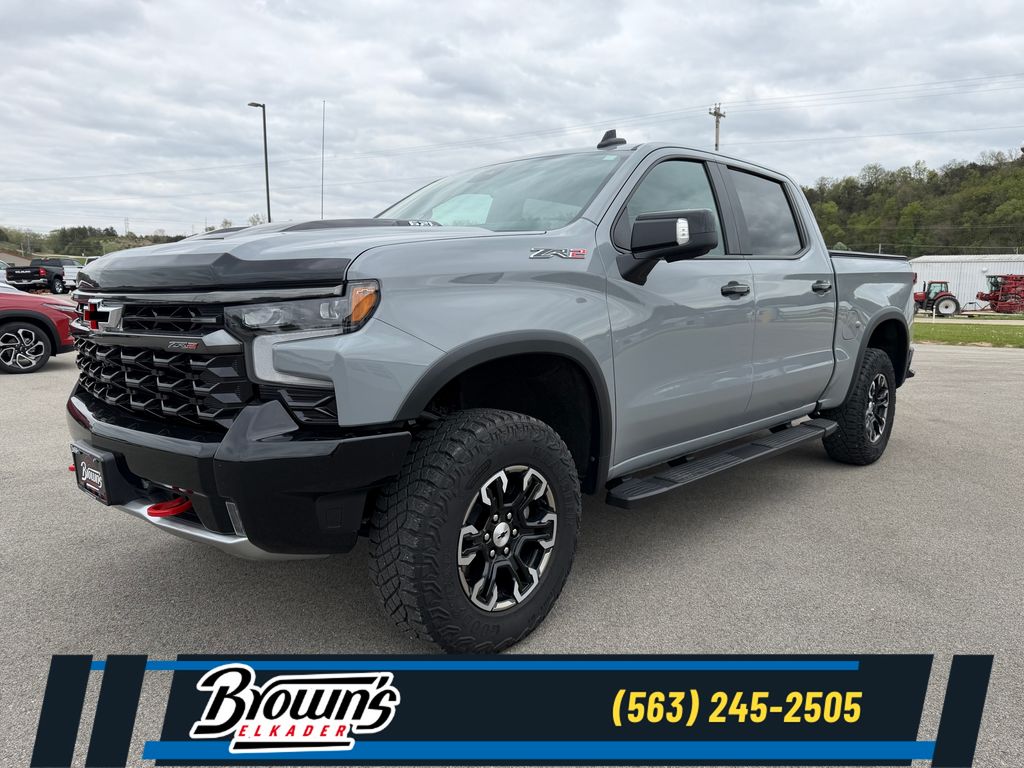 Slate Gray Metallic 2024 Chevrolet Silverado 1500 ZR2 Crew Cab 4WD Pickup Truck Four-Wheel Drive Automatic
