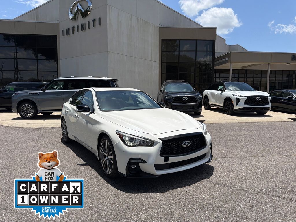 Majestic White 2023 INFINITI Q50 Sedan Rear-Wheel Drive 7-Speed Automatic Overdrive