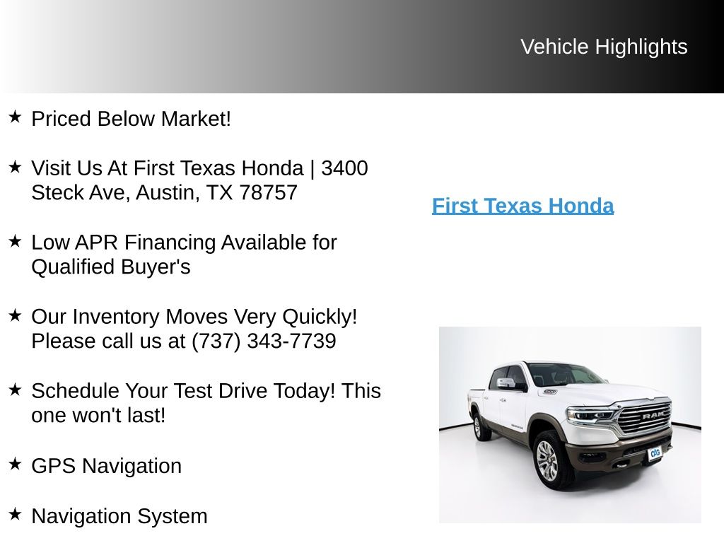Used Car 2021 Ram 1500  Laramie Longhorn For Sale Under $40,000 In Austin, Texas