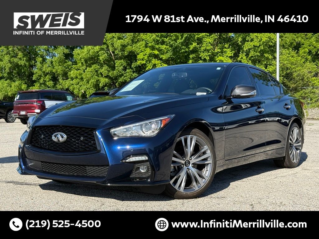 Grand Blue 2024 INFINITI Q50 Sensory AWD Sedan All-Wheel Drive 7-Speed Automatic Overdrive