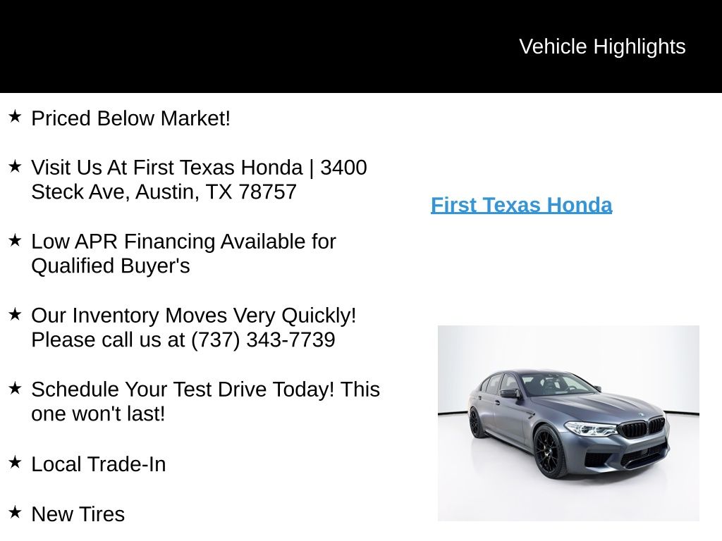 Used Car 2019 Bmw M5  Competition For Sale Under $60,000 In Austin, Texas