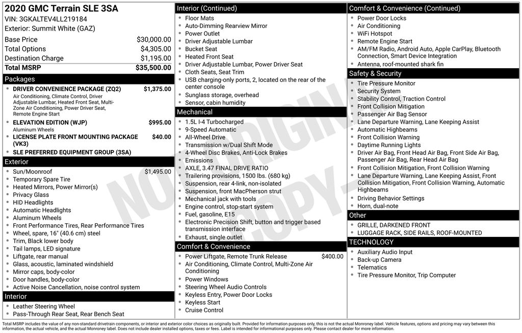 2020 GMC Terrain SLE