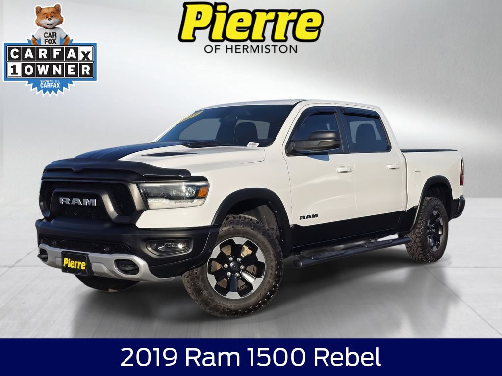 Bright White Clearcoat 2019 RAM 1500 Rebel Crew Cab 4WD Pickup Truck Four-Wheel Drive 8-Speed Automatic