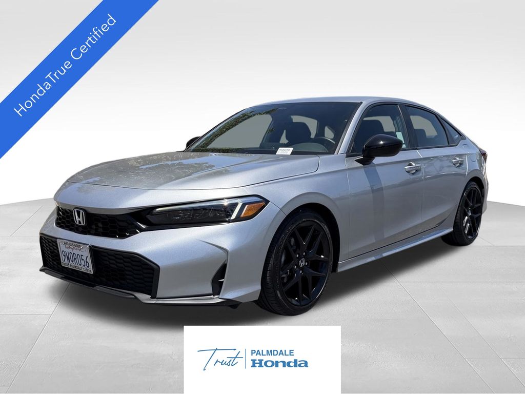 Solar Silver Metallic 2026 Honda Civic Sport FWD Sedan Front-Wheel Drive Continuously Variable Transmission