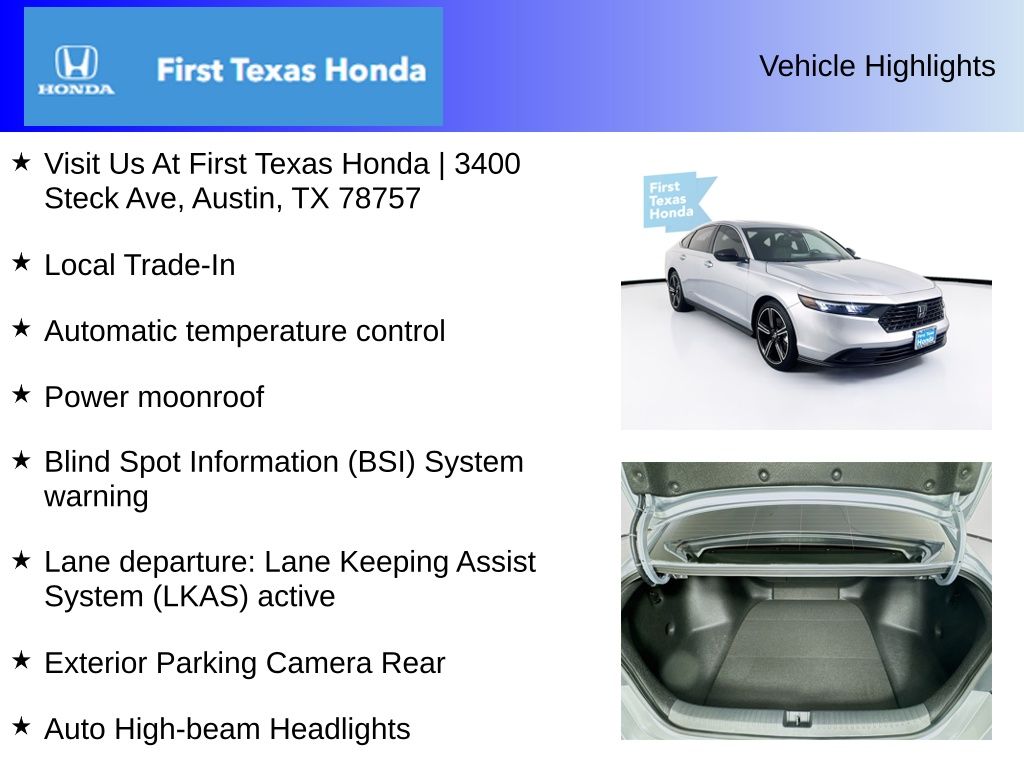 Used Car 2025 Honda Accord Hybrid  Sport For Sale Under $30,000 In Austin, Texas