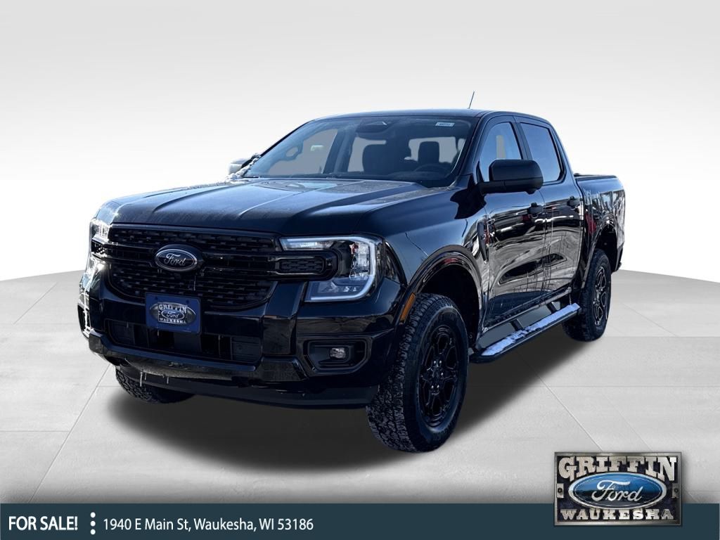 Shadow Black 2025 Ford Ranger XLT SuperCrew 4WD Pickup Truck Four-Wheel Drive Automatic
