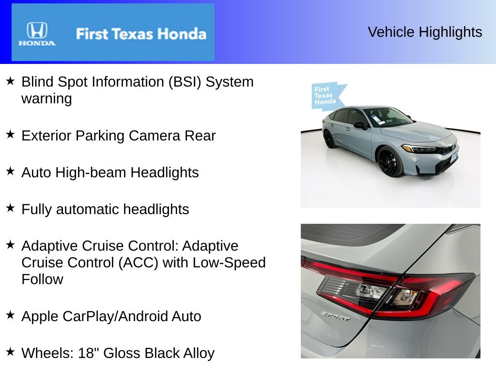 Used Car 2025 Honda Civic  Sport For Sale Under $30,000 In Austin, Texas