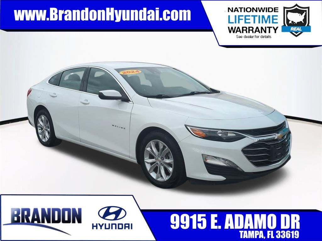 Summit White 2024 Chevrolet Malibu LT with 1LT FWD Sedan Front-Wheel Drive Continuously Variable Transmission