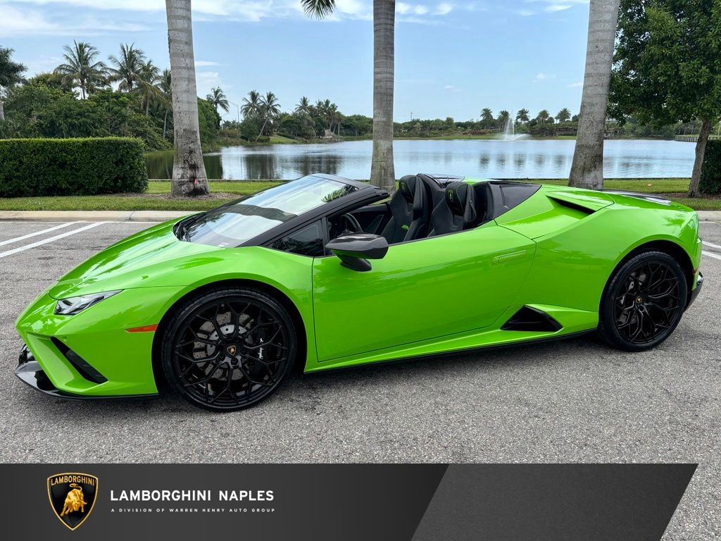 Green (Verde Mantis Pearl) 2021 Lamborghini Huracan Convertible Rear-Wheel Drive 7-Speed Dual Clutch