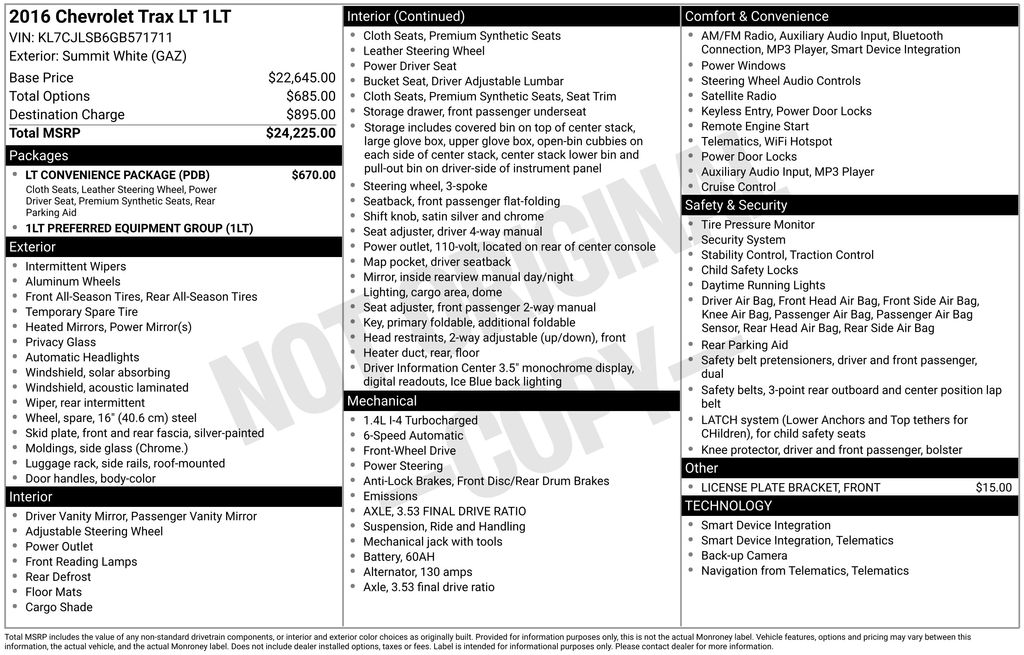 Used Car 2016 Chevrolet Trax  Lt For Sale Under $10,000 In Austin, Texas