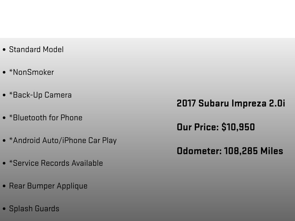 2017 Subaru Impreza 2.0i White at Subaru and VW of Moon Township