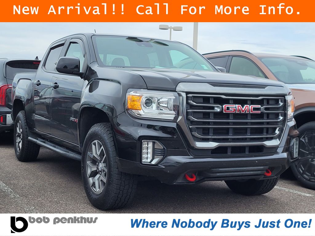 Onyx Black 2021 GMC Canyon AT4 Crew Cab 4WD with Cloth Pickup Truck Four-Wheel Drive 8-Speed Automatic