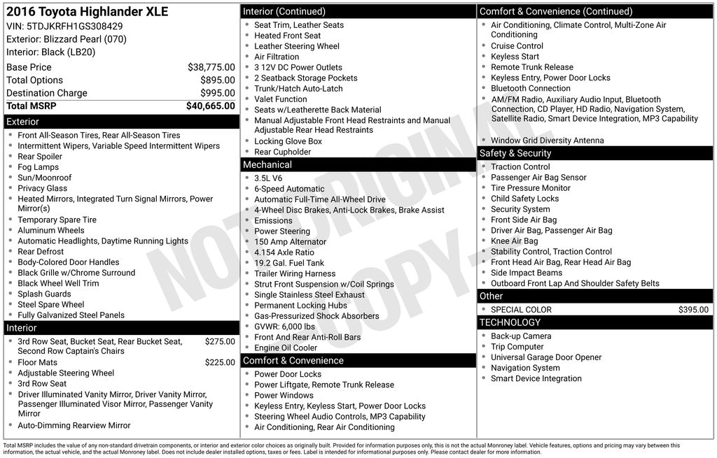2016 Toyota Highlander XLE 4x4 V6's photo