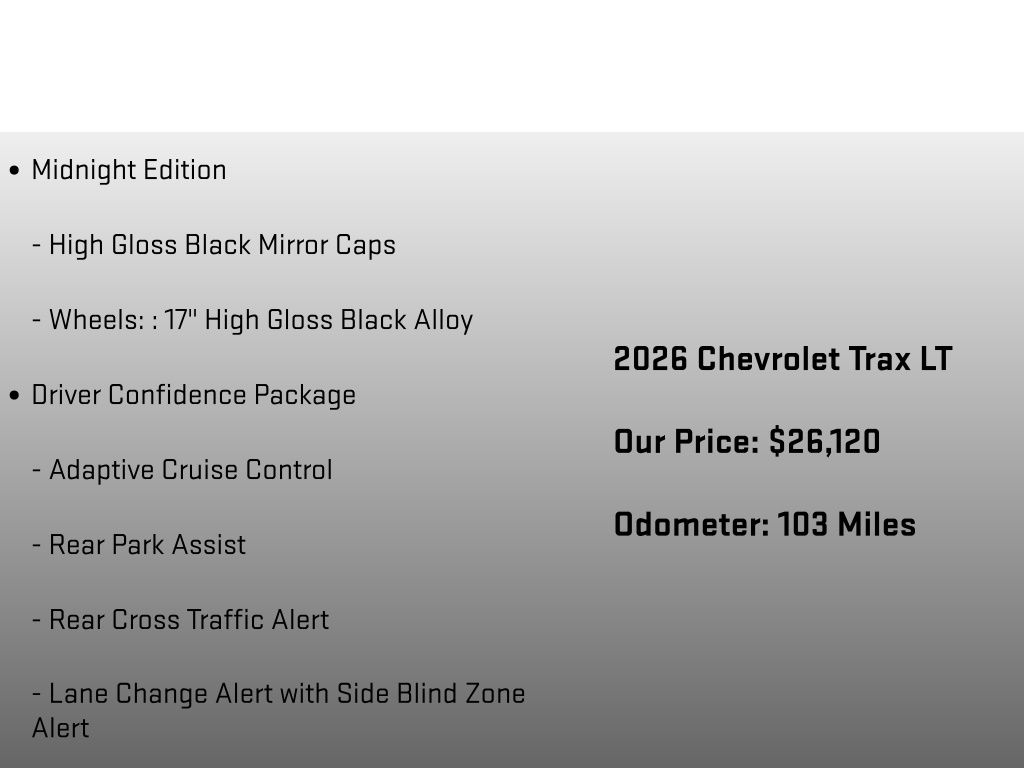 2026 Chevrolet Trax LT Gray at Klick Lewis Buick Chevrolet