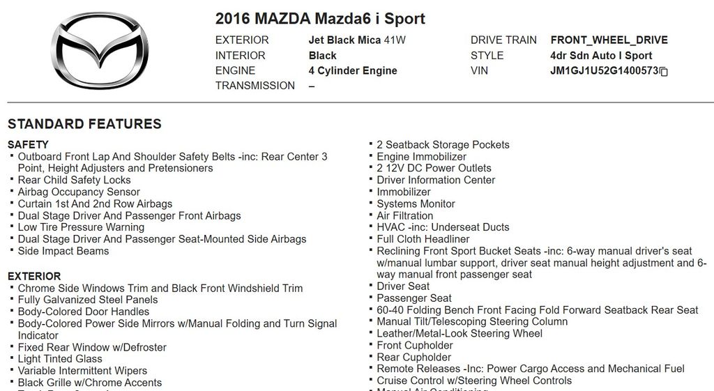 2016 Mazda Mazda6 i Sport photo