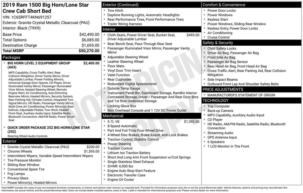 Used 2019 Gray Ram Big Horn/Lone Star image 2