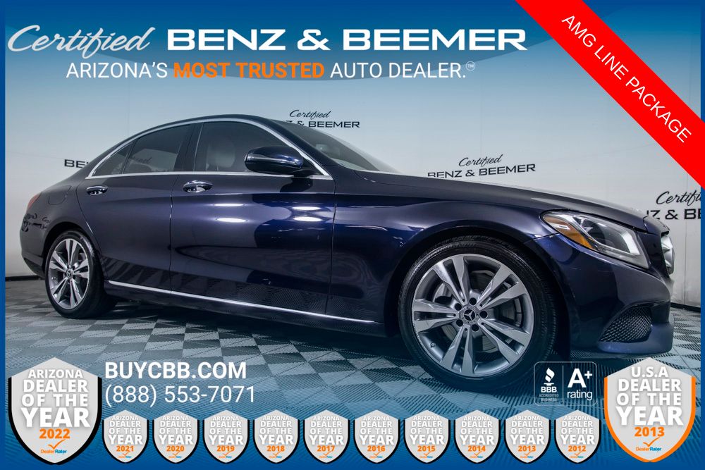 Lunar Blue Metallic 2018 Mercedes-Benz C-Class C 300 Sedan RWD Sedan Rear-Wheel Drive 9-Speed Automatic