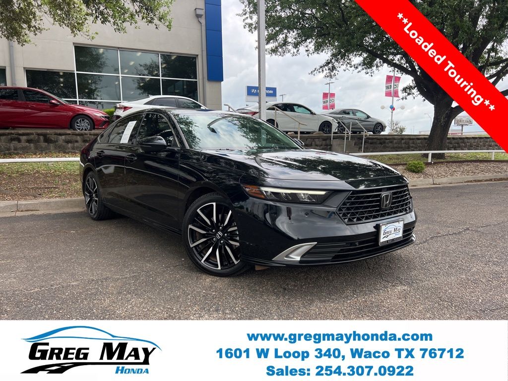 Crystal Black Pearl 2023 Honda Accord Hybrid Touring FWD Sedan Front-Wheel Drive Continuously Variable Transmission