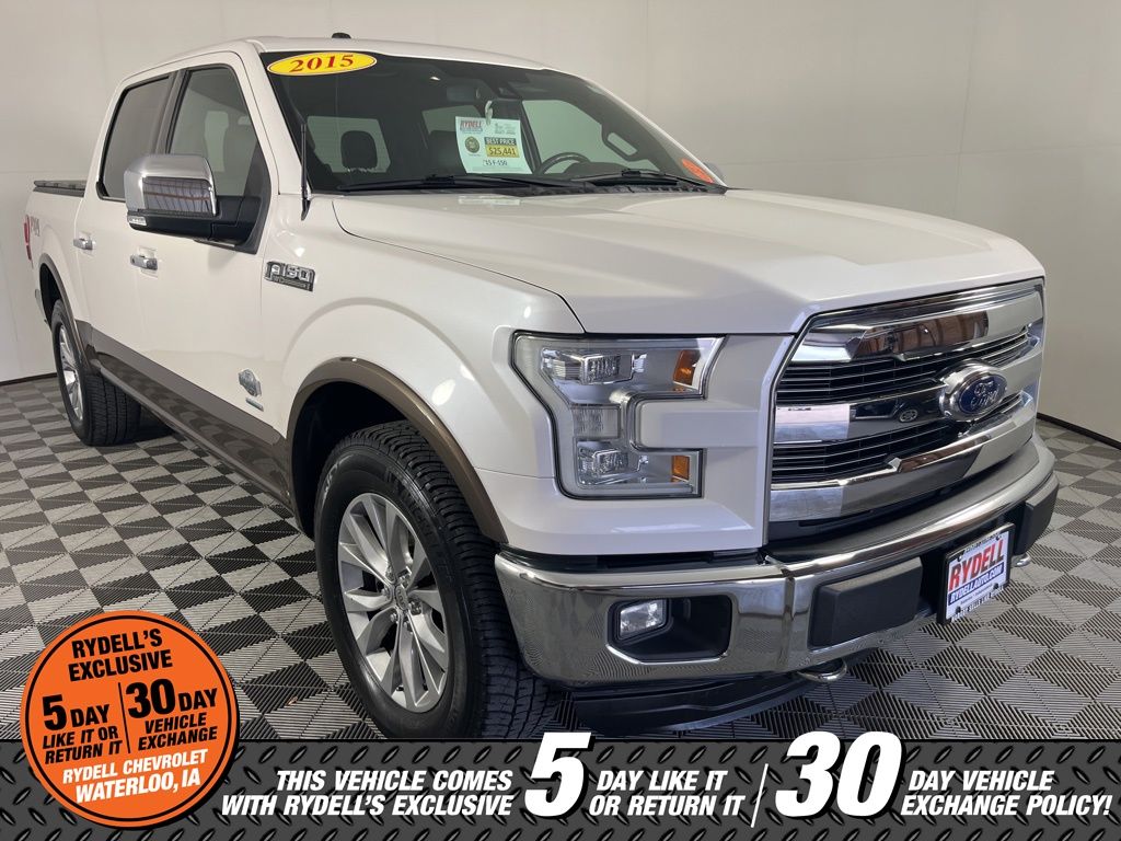 White Platinum Metallic Tri-Coat 2015 Ford F-150 King Ranch SuperCrew 4WD Pickup Truck Four-Wheel Drive 6-Speed Automatic