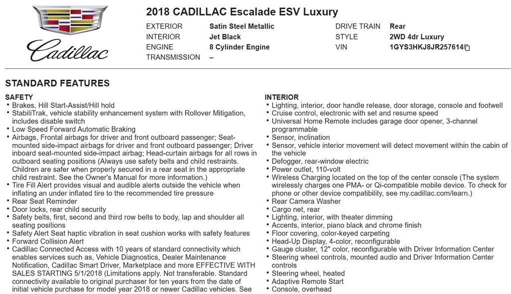 2018 Cadillac Escalade ESV Luxury 22