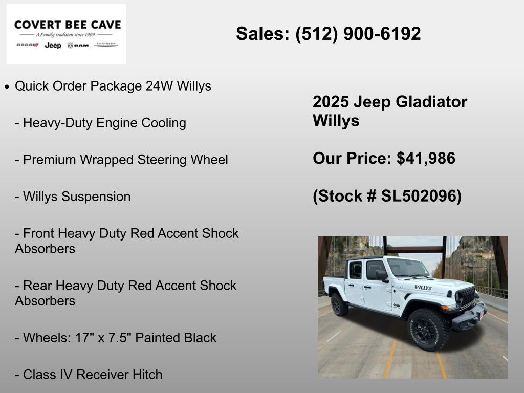 New Car 2025 Jeep Gladiator  Willys For Sale Under $50,000 In Austin, Texas