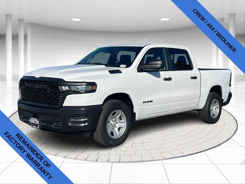 Bright White Clearcoat 2025 RAM 1500 Tradesman Crew Cab 4WD Pickup Truck Four-Wheel Drive 8-Speed Automatic