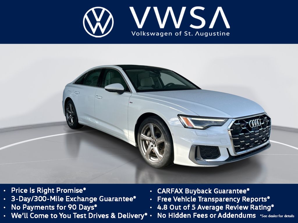 Glacier White Metallic 2024 Audi A6 quattro Premium Plus 55 TFSI Sedan All-Wheel Drive 7-Speed Automatic